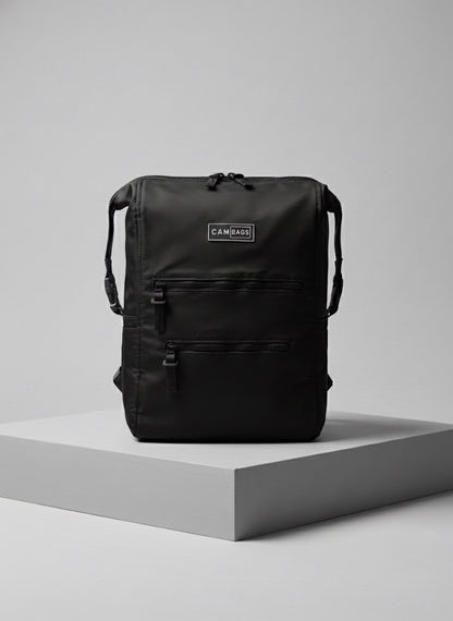 Mochila maternal Cam Bags negra frontal escalon