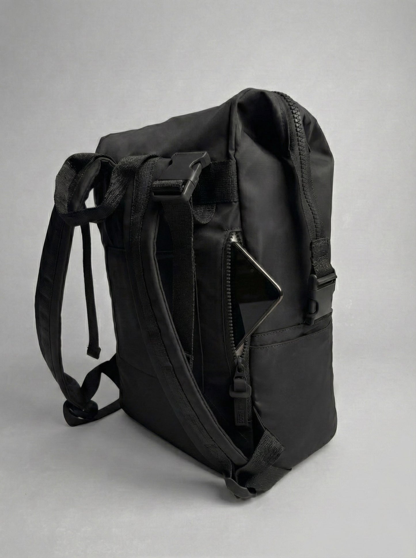 Mochila maternal Cam Bags negra vista lateral izquierda