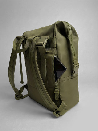Mochila maternal Cam Bags verde vista lateral izquierda
